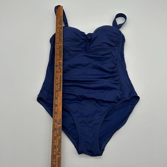 Niptuck Swim Swimsuit Womens 6 Multi Fit Cup One Piece Ruched Blue - Picture 7 of 12